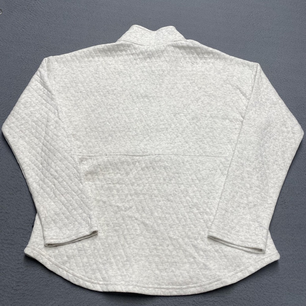 Eddie Bauer Pullover Womens Small Gray Quilted 1/2 Zip Mock Neck Sweatshirt - Picture 7 of 10